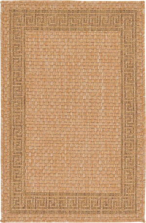 Light Brown 2' 2 x 3' 1 Outdoor Border Rectangle Rug