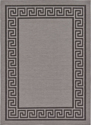 Gray 7' x 10' Outdoor Border Rectangle Area Rug Weather Resistant for Patio, Deck, Terrace, Balcony, Porch 100% Polypropylene Classic Bordered Carpet for Sale at Rug Engine
