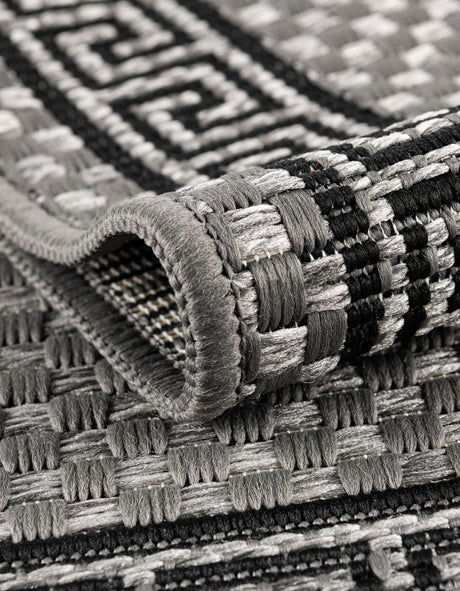 Gray 6' 1 x 6' 1 Outdoor Border Square Area Rug Weather Resistant for Patio, Deck, Terrace, Balcony, Porch 100% Polypropylene Classic Bordered Carpet for Sale at Rug Engine