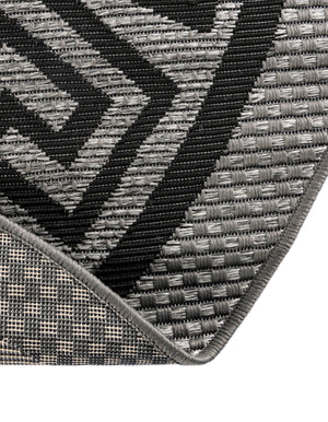 Gray 6' x 6' Outdoor Border Round Rug