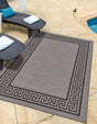 Gray 8' x 11' 4 Outdoor Border Rectangle Area Rug Weather Resistant for Patio, Deck, Terrace, Balcony, Porch 100% Polypropylene Classic Bordered Carpet for Sale at Rug Engine