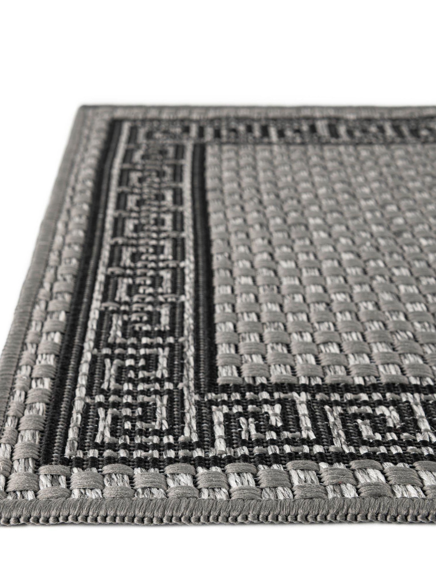 Gray 8' x 11' 4 Outdoor Border Rectangle Area Rug Weather Resistant for Patio, Deck, Terrace, Balcony, Porch 100% Polypropylene Classic Bordered Carpet for Sale at Rug Engine