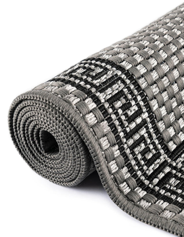 Gray 6' 1 x 9' Outdoor Border Rectangle Area Rug Weather Resistant for Patio, Deck, Terrace, Balcony, Porch 100% Polypropylene Classic Bordered Carpet for Sale at Rug Engine