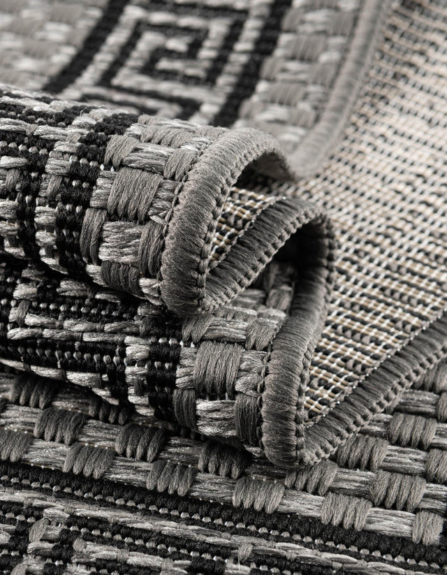 Gray 6' 1 x 9' Outdoor Border Rectangle Area Rug Weather Resistant for Patio, Deck, Terrace, Balcony, Porch 100% Polypropylene Classic Bordered Carpet for Sale at Rug Engine