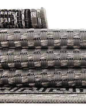 Gray 6' 1 x 9' Outdoor Border Rectangle Area Rug Weather Resistant for Patio, Deck, Terrace, Balcony, Porch 100% Polypropylene Classic Bordered Carpet for Sale at Rug Engine