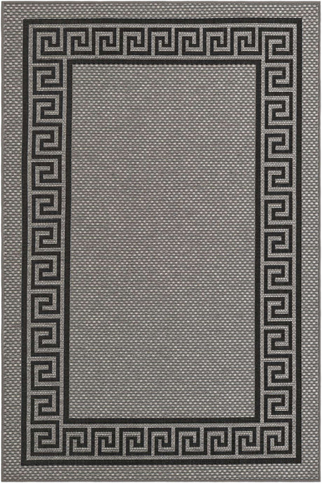 Gray 5' 3 x 8' Outdoor Border Rectangle Rug