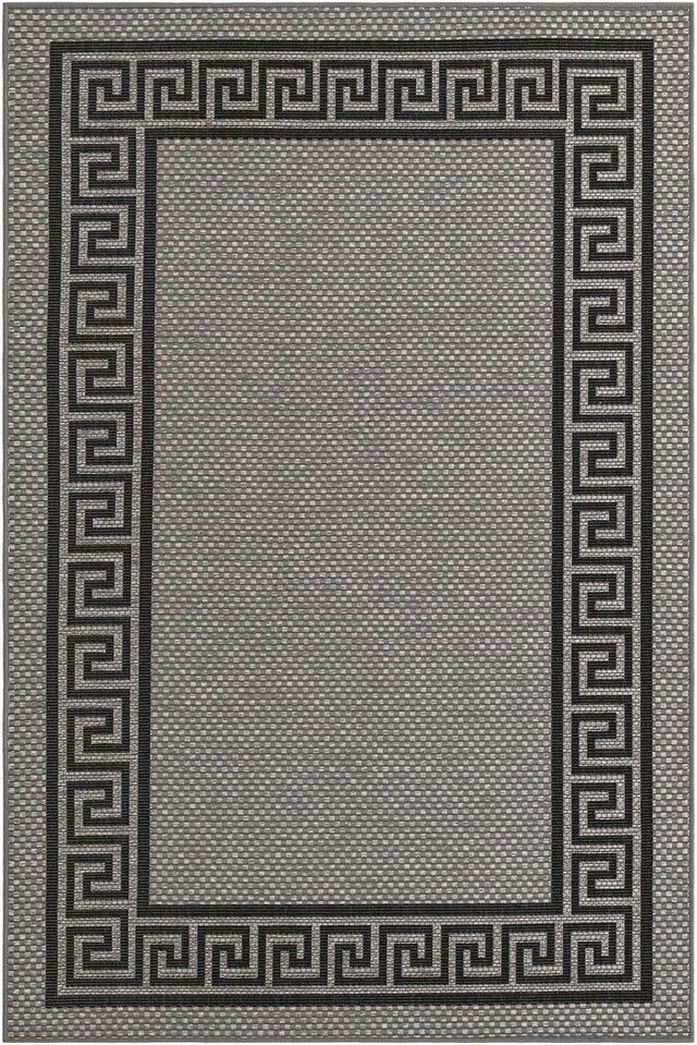 Gray 5' 3 x 8' Outdoor Border Rectangle Rug