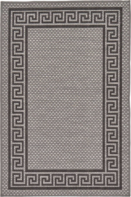 Gray 3' 3 x 5' Outdoor Border Rectangle Rug