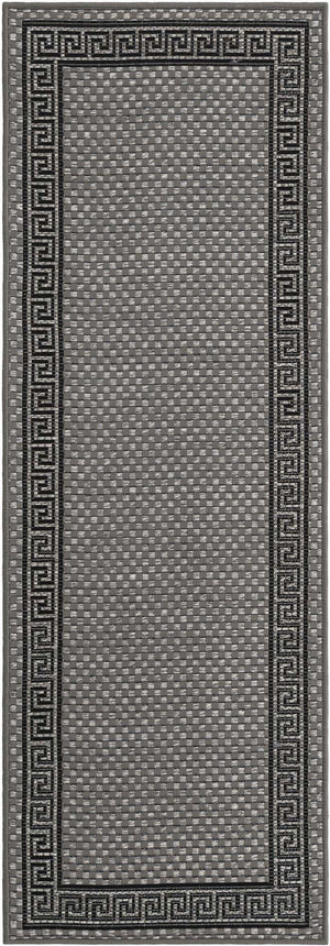 Gray 2' x 6' 1 Outdoor Border Runner Rug