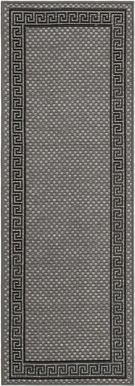Gray 2' x 6' 1 Outdoor Border Runner Rug