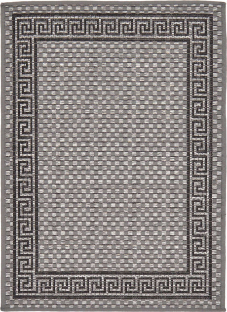 Gray 2' 2 x 3' 1 Outdoor Border Rectangle Rug