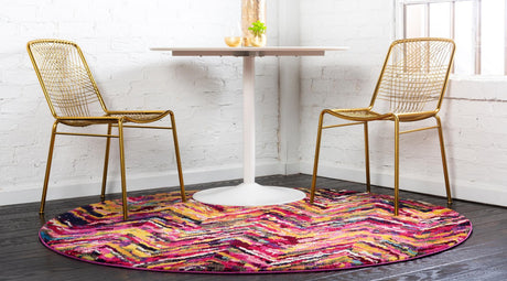 Multicolor 6' 1 x 6' 1 Estrella Round Area Rug 100% Polypropylene Non-Shedding Stain Resistant Carpet Colorful Modern Abstract Design Easy Clean for Home Decor for Sale at Rug Engine