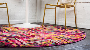 Multicolor 6' 1 x 6' 1 Estrella Round Area Rug 100% Polypropylene Non-Shedding Stain Resistant Carpet Colorful Modern Abstract Design Easy Clean for Home Decor for Sale at Rug Engine