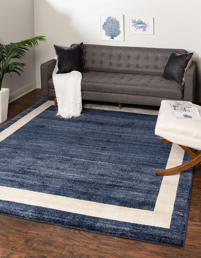 Navy Blue 7' 10 x 7' 10 Del Mar Square Area Rug 100% Polypropylene Easy Clean Stain Resistant Vivid Modern Carpet Mat for Home Decor Interior Designing for Sale at Rug Engine