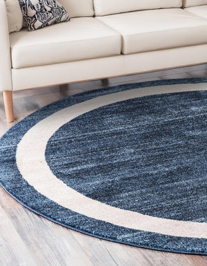 Navy Blue 4' 1 x 4' 1 Del Mar Round Area Rug 100% Polypropylene Easy Clean Stain Resistant Vivid Modern Carpet Mat for Home Decor Interior Designing for Sale at Rug Engine