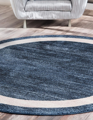 Navy Blue 6' 1 x 6' 1 Del Mar Round Area Rug 100% Polypropylene Easy Clean Stain Resistant Vivid Modern Carpet Mat for Home Decor Interior Designing for Sale at Rug Engine