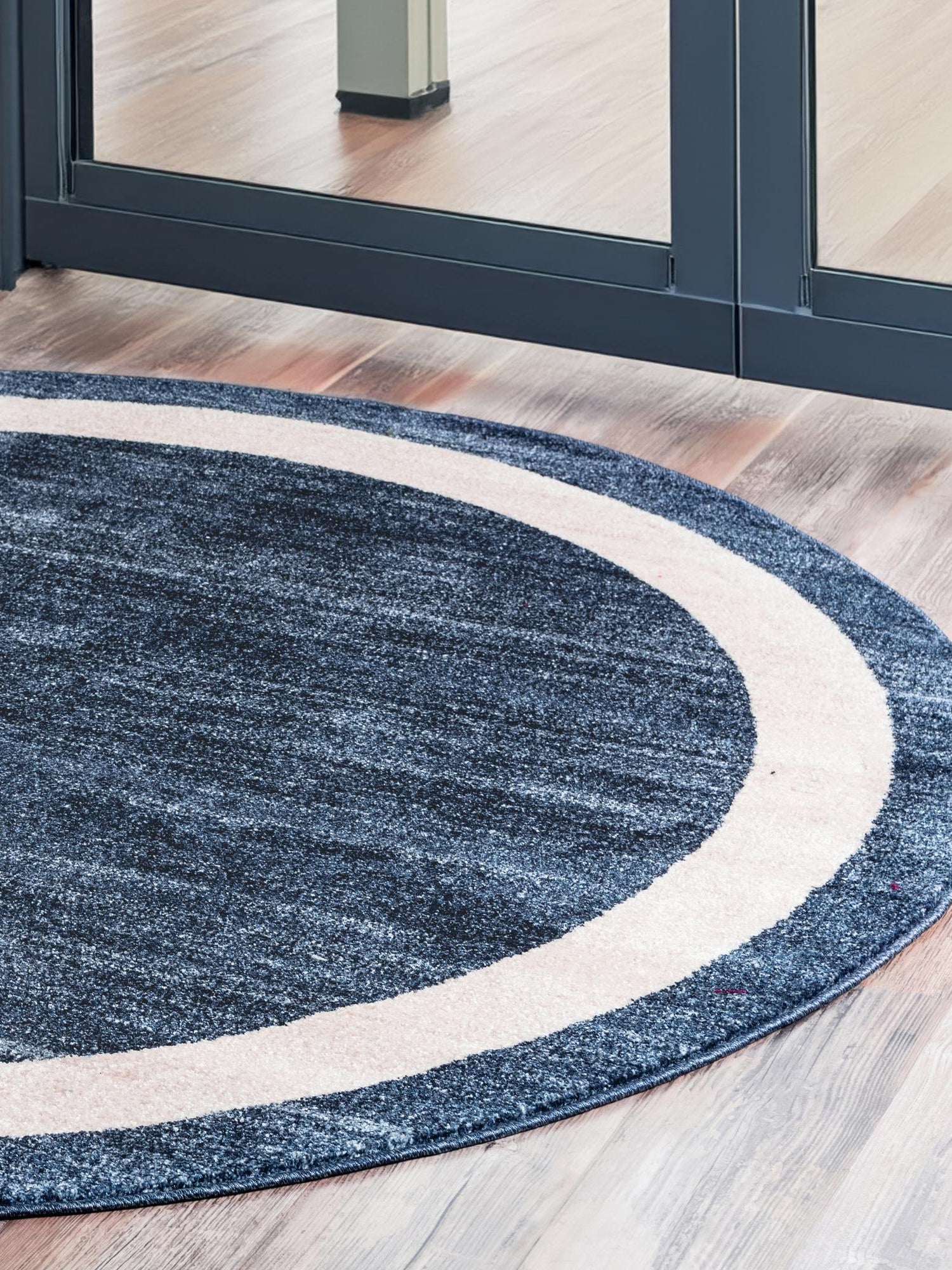 Navy Blue 6' 1 x 6' 1 Del Mar Round Area Rug 100% Polypropylene Easy Clean Stain Resistant Vivid Modern Carpet Mat for Home Decor Interior Designing for Sale at Rug Engine