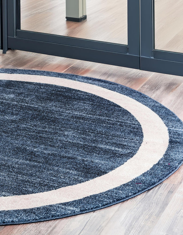 Navy Blue 6' 1 x 6' 1 Del Mar Round Area Rug 100% Polypropylene Easy Clean Stain Resistant Vivid Modern Carpet Mat for Home Decor Interior Designing for Sale at Rug Engine