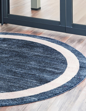 Navy Blue 7' 10 x 7' 10 Del Mar Round Area Rug 100% Polypropylene Easy Clean Stain Resistant Vivid Modern Carpet Mat for Home Decor Interior Designing for Sale at Rug Engine