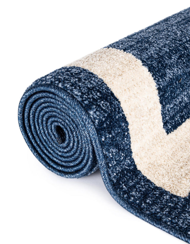 Navy Blue 4' 1 x 4' 1 Del Mar Round Area Rug 100% Polypropylene Easy Clean Stain Resistant Vivid Modern Carpet Mat for Home Decor Interior Designing for Sale at Rug Engine