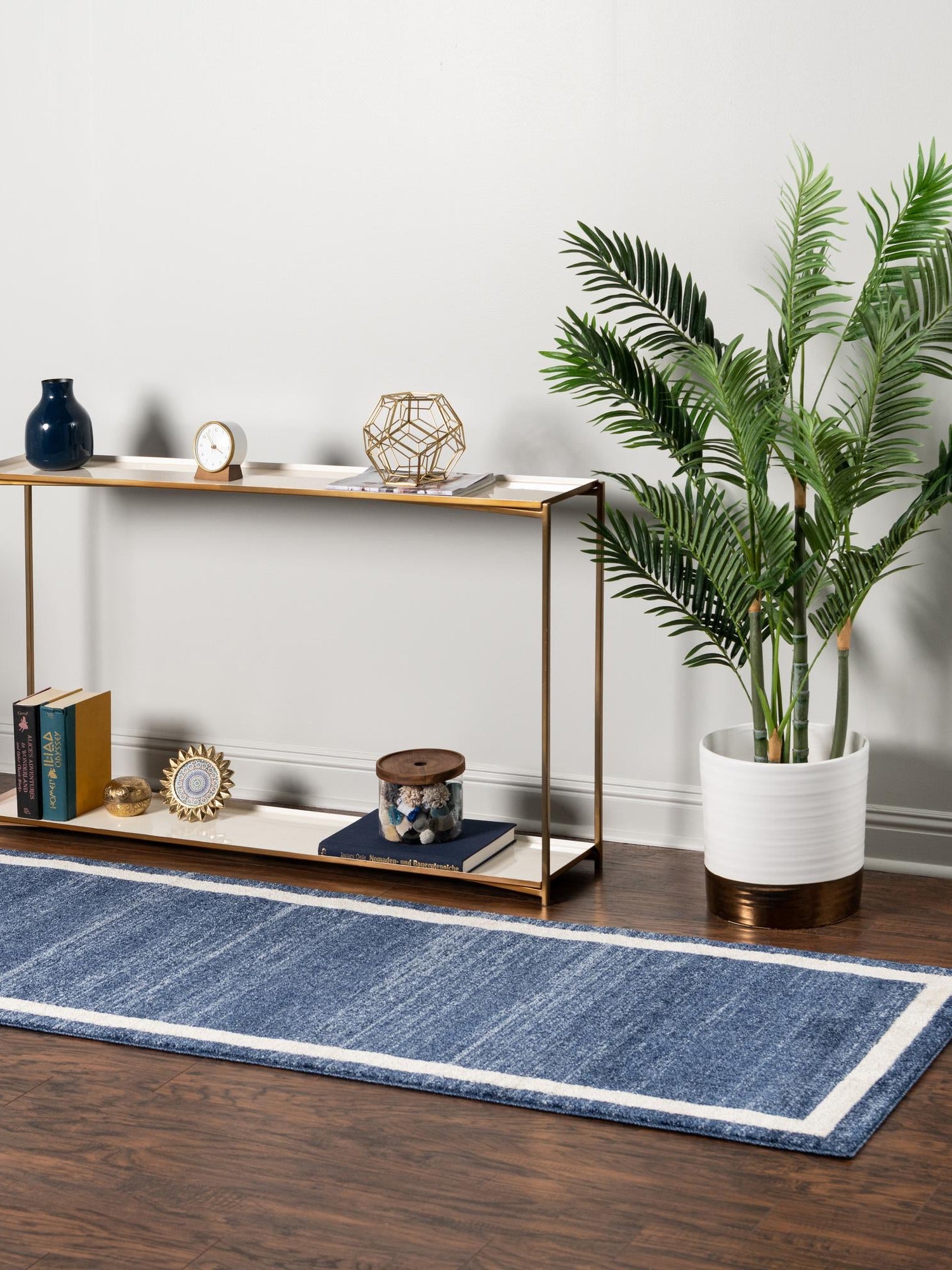 Navy Blue 2' x 8' Del Mar Runner Area Rug 100% Polypropylene Easy Clean Stain Resistant Vivid Modern Carpet Mat for Home Decor Interior Designing for Sale at Rug Engine