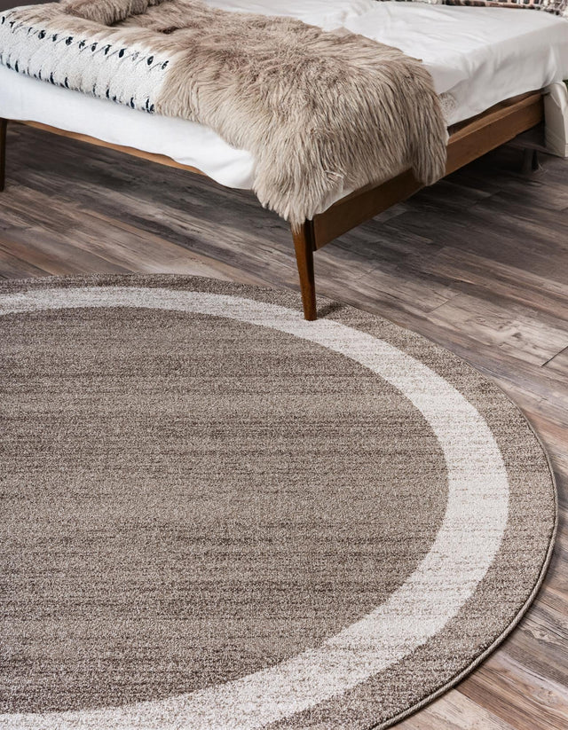 Light Brown 7' 10 x 7' 10 Del Mar Round Area Rug 100% Polypropylene Easy Clean Stain Resistant Vivid Modern Carpet Mat for Home Decor Interior Designing for Sale at Rug Engine