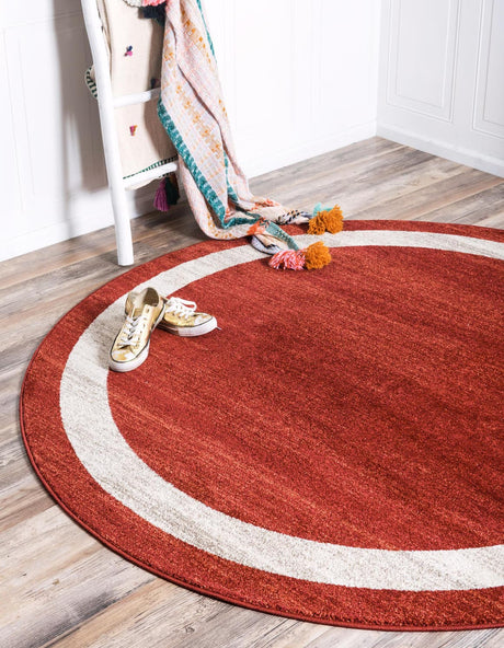 Terracotta 7' 10 x 7' 10 Del Mar Round Area Rug 100% Polypropylene Easy Clean Stain Resistant Vivid Modern Carpet Mat for Home Decor Interior Designing for Sale at Rug Engine