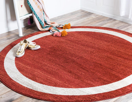 Terracotta 7' 10 x 7' 10 Del Mar Round Area Rug 100% Polypropylene Easy Clean Stain Resistant Vivid Modern Carpet Mat for Home Decor Interior Designing for Sale at Rug Engine