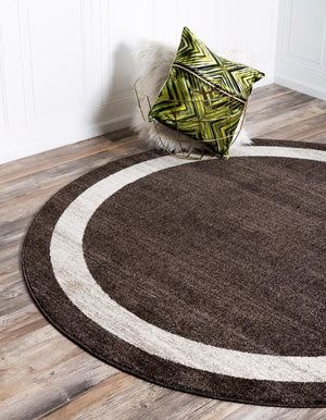 Brown 7' 10 x 7' 10 Del Mar Round Area Rug 100% Polypropylene Easy Clean Stain Resistant Vivid Modern Carpet Mat for Home Decor Interior Designing for Sale at Rug Engine
