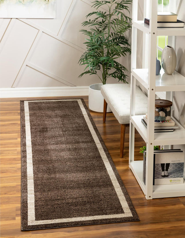 Brown 2' 7 x 10' Del Mar Runner Area Rug 100% Polypropylene Easy Clean Stain Resistant Vivid Modern Carpet Mat for Home Decor Interior Designing for Sale at Rug Engine