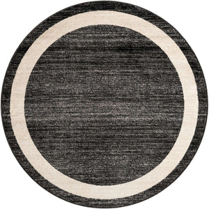 Black 6' 1 x 6' 1 Del Mar Round Area Rug 100% Polypropylene Easy Clean Stain Resistant Vivid Modern Carpet Mat for Home Decor Interior Designing for Sale at Rug Engine