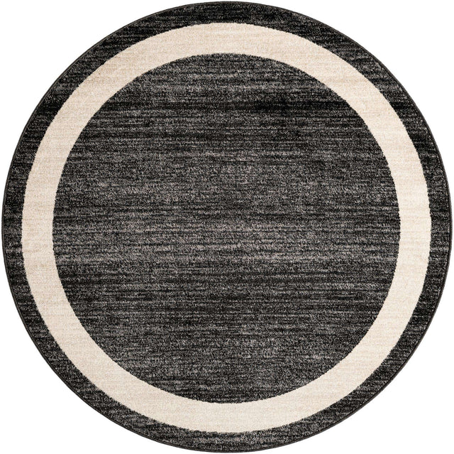Black 6' 1 x 6' 1 Del Mar Round Area Rug 100% Polypropylene Easy Clean Stain Resistant Vivid Modern Carpet Mat for Home Decor Interior Designing for Sale at Rug Engine