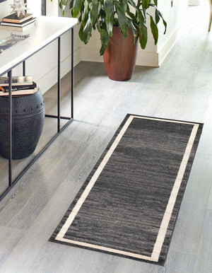 Black 2' 7 x 10' Del Mar Runner Area Rug 100% Polypropylene Easy Clean Stain Resistant Vivid Modern Carpet Mat for Home Decor Interior Designing for Sale at Rug Engine