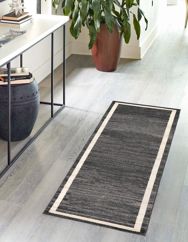 Black 2' 7 x 10' Del Mar Runner Area Rug 100% Polypropylene Easy Clean Stain Resistant Vivid Modern Carpet Mat for Home Decor Interior Designing for Sale at Rug Engine