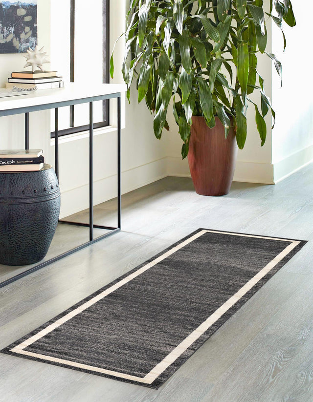 Black 2' 7 x 10' Del Mar Runner Area Rug 100% Polypropylene Easy Clean Stain Resistant Vivid Modern Carpet Mat for Home Decor Interior Designing for Sale at Rug Engine