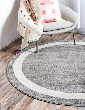 Gray 6' 1 x 6' 1 Del Mar Round Area Rug 100% Polypropylene Easy Clean Stain Resistant Vivid Modern Carpet Mat for Home Decor Interior Designing for Sale at Rug Engine