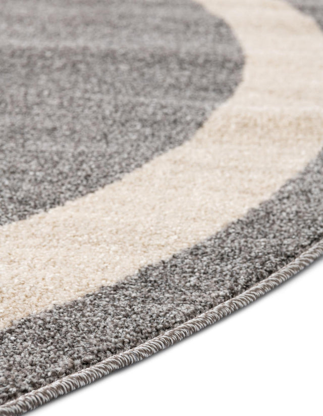 Gray 4' 1 x 4' 1 Del Mar Round Area Rug 100% Polypropylene Easy Clean Stain Resistant Vivid Modern Carpet Mat for Home Decor Interior Designing for Sale at Rug Engine