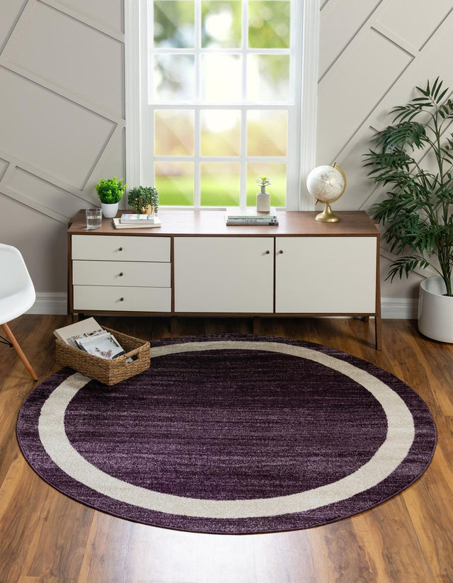 Violet 6' 1 x 6' 1 Del Mar Round Area Rug 100% Polypropylene Easy Clean Stain Resistant Vivid Modern Carpet Mat for Home Decor Interior Designing for Sale at Rug Engine