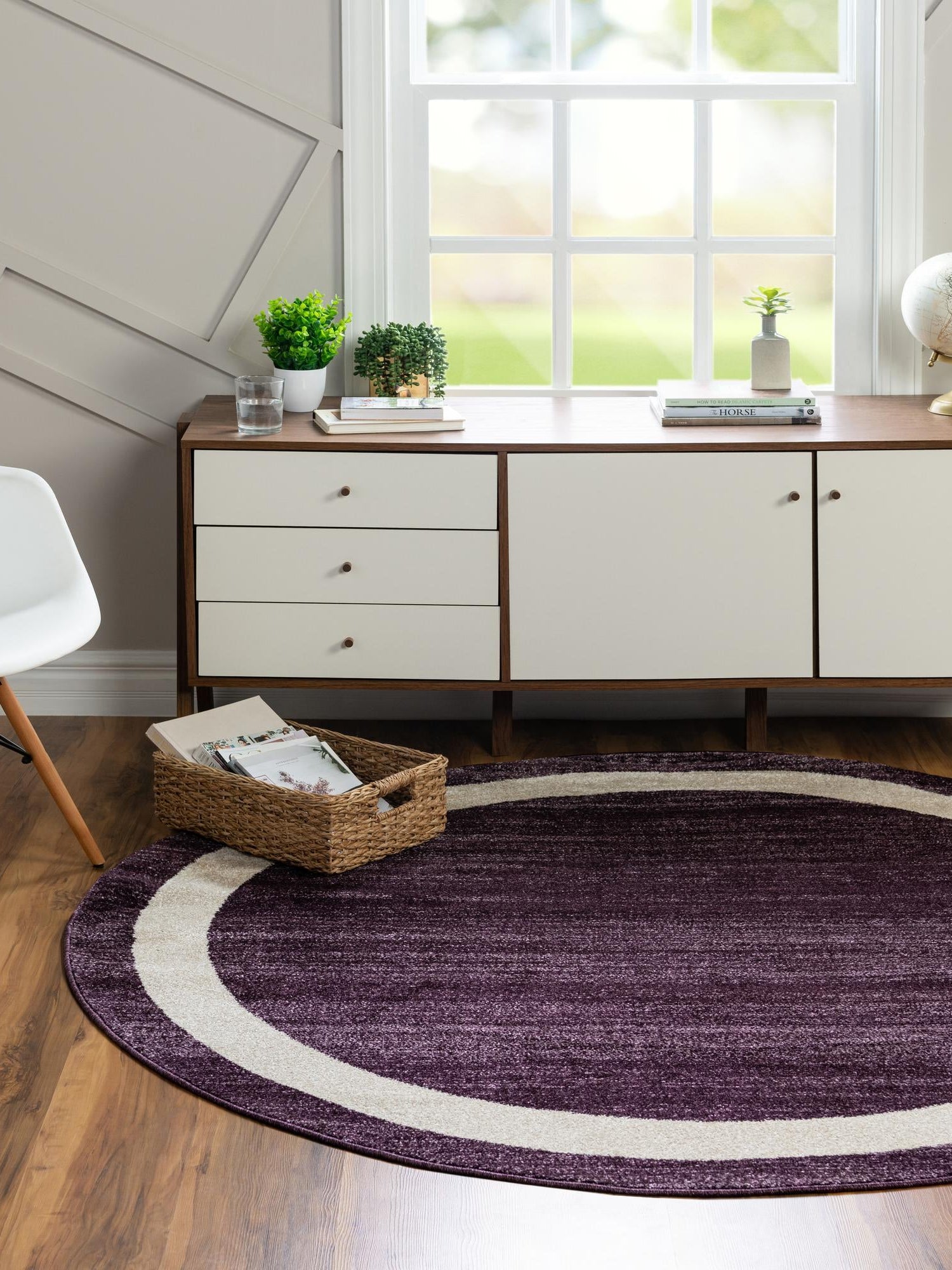 Violet 6' 1 x 6' 1 Del Mar Round Area Rug 100% Polypropylene Easy Clean Stain Resistant Vivid Modern Carpet Mat for Home Decor Interior Designing for Sale at Rug Engine