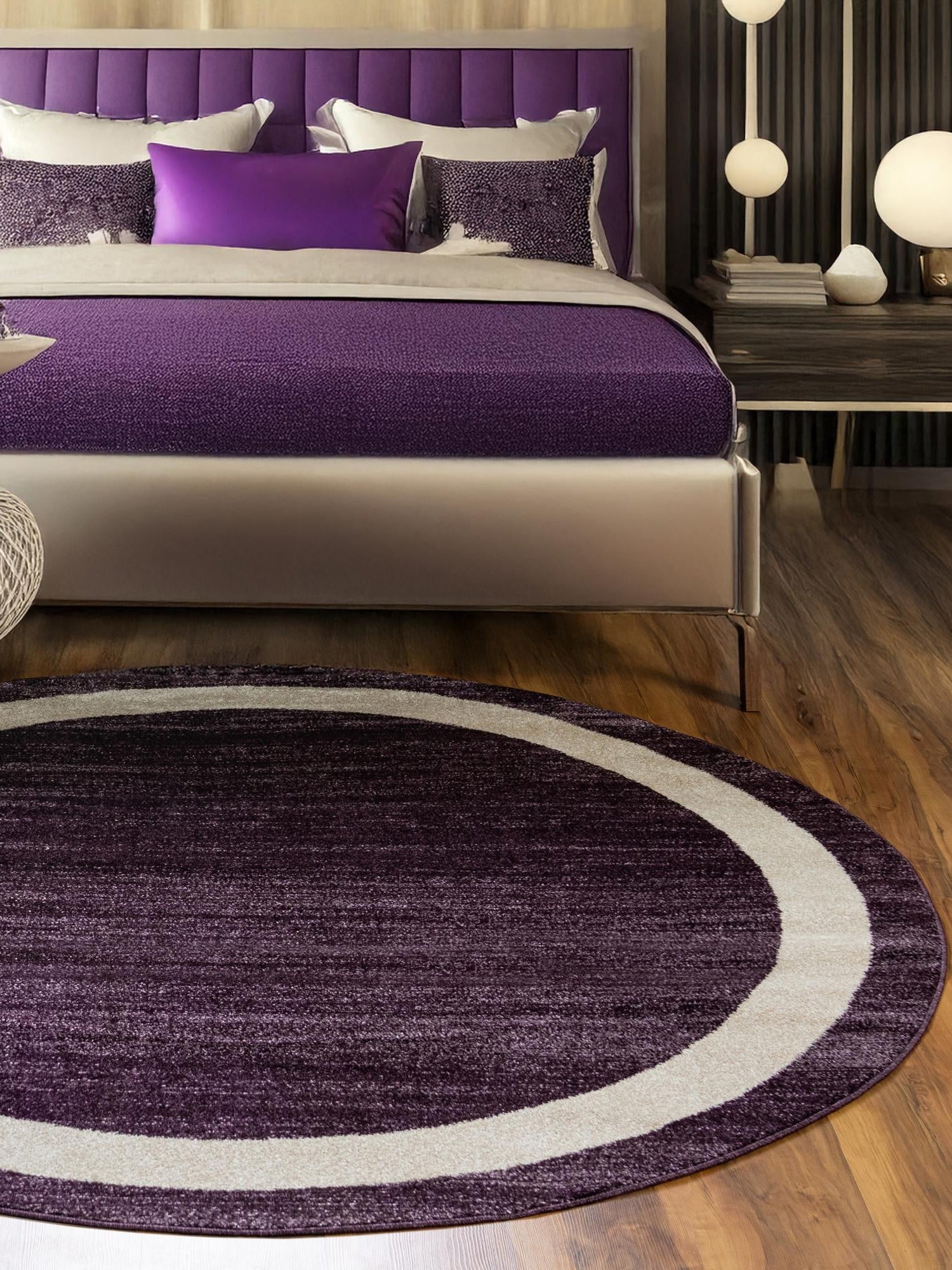 Violet 6' 1 x 6' 1 Del Mar Round Area Rug 100% Polypropylene Easy Clean Stain Resistant Vivid Modern Carpet Mat for Home Decor Interior Designing for Sale at Rug Engine