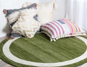 Green 4' 1 x 4' 1 Del Mar Round Area Rug 100% Polypropylene Easy Clean Stain Resistant Vivid Modern Carpet Mat for Home Decor Interior Designing for Sale at Rug Engine