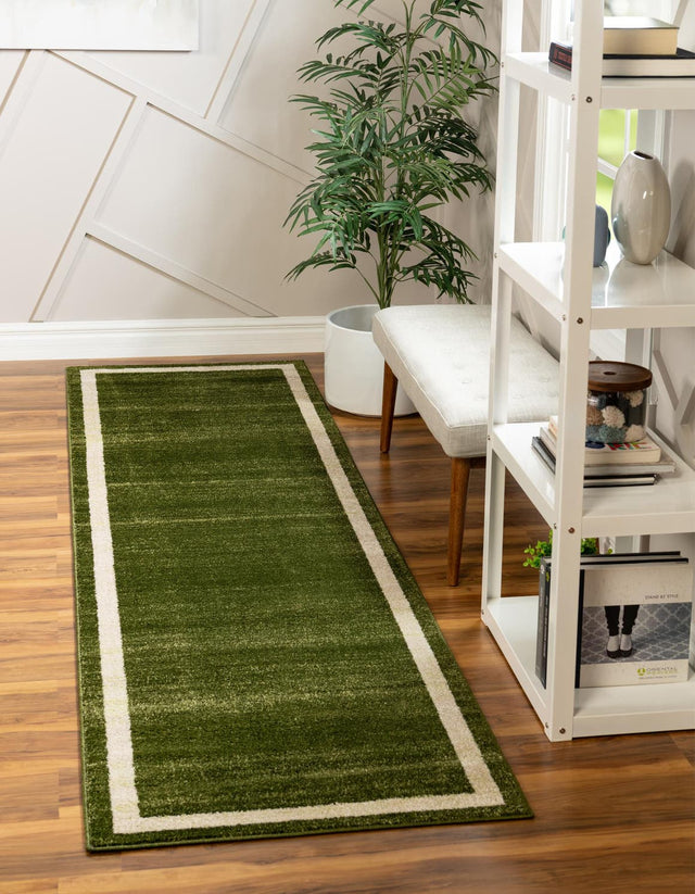 Green 2' 7 x 10' Del Mar Runner Area Rug 100% Polypropylene Easy Clean Stain Resistant Vivid Modern Carpet Mat for Home Decor Interior Designing for Sale at Rug Engine