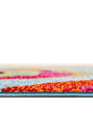 Blue 8' x 8' Lyon Round Area Rug Vivid Colorful Abstract Modern 100% Polypropylene Carpet for Living Room, Dining, Office for Sale at Rug Engine