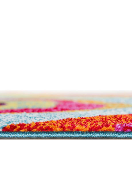 Blue 8' x 8' Lyon Round Area Rug Vivid Colorful Abstract Modern 100% Polypropylene Carpet for Living Room, Dining, Office for Sale at Rug Engine