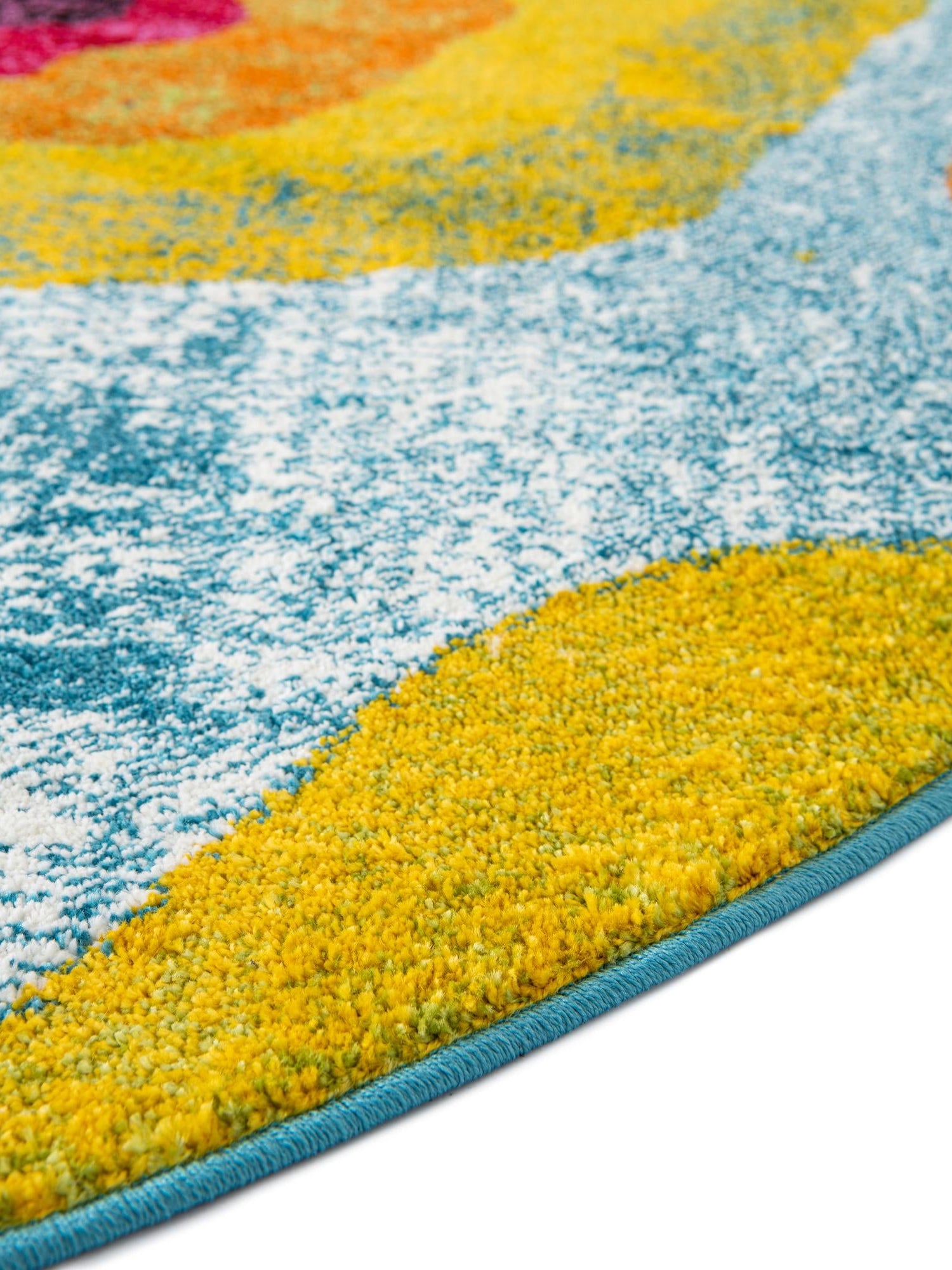 Blue 8' x 8' Lyon Round Area Rug Vivid Colorful Abstract Modern 100% Polypropylene Carpet for Living Room, Dining, Office for Sale at Rug Engine