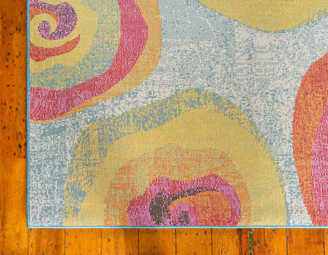 Blue 5' 1 x 8' Lyon Rectangle Area Rug Vivid Colorful Abstract Modern 100% Polypropylene Carpet for Living Room, Dining, Office for Sale at Rug Engine