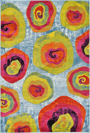 Blue 6' 1 x 9' Lyon Rectangle Area Rug Vivid Colorful Abstract Modern 100% Polypropylene Carpet for Living Room, Dining, Office for Sale at Rug Engine