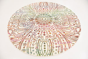 Ivory 6' 1 x 6' 1 Lyon Round Area Rug Vivid Colorful Abstract Modern 100% Polypropylene Carpet for Living Room, Dining, Office for Sale at Rug Engine