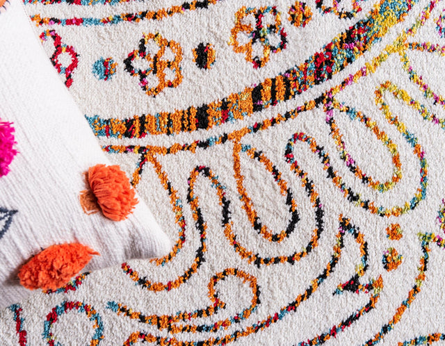 Ivory 3' 3 x 5' 3 Lyon Rectangle Area Rug Vivid Colorful Abstract Modern 100% Polypropylene Carpet for Living Room, Dining, Office for Sale at Rug Engine