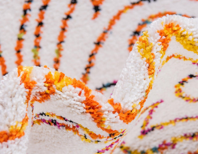 Ivory 6' 1 x 9' Lyon Rectangle Area Rug Vivid Colorful Abstract Modern 100% Polypropylene Carpet for Living Room, Dining, Office for Sale at Rug Engine